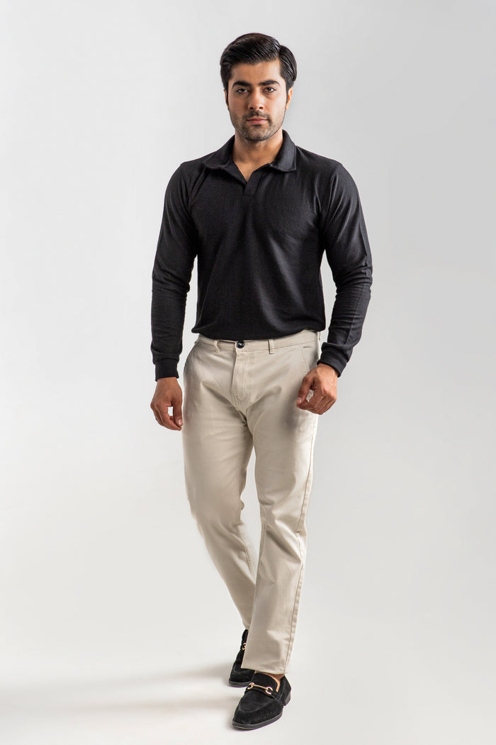 TEXTURED POLO SHIRT | BLACK